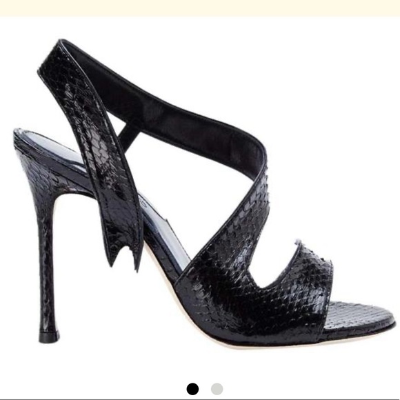 Chelsea Paris Genuine Snakeskin Leather Sandals Black NEW